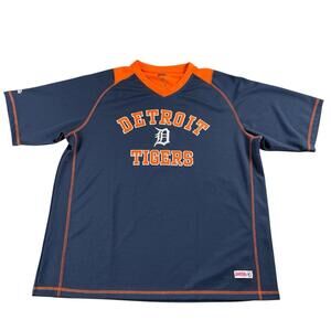 Stitches Detroit Tigers MLB Men's 2XL** Jersey Shirt Short Sleeve Blue/Orange